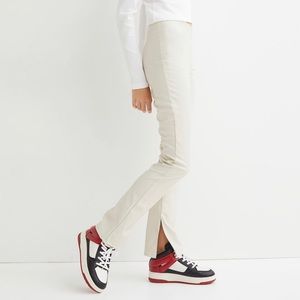 Flared White Leather Leggings